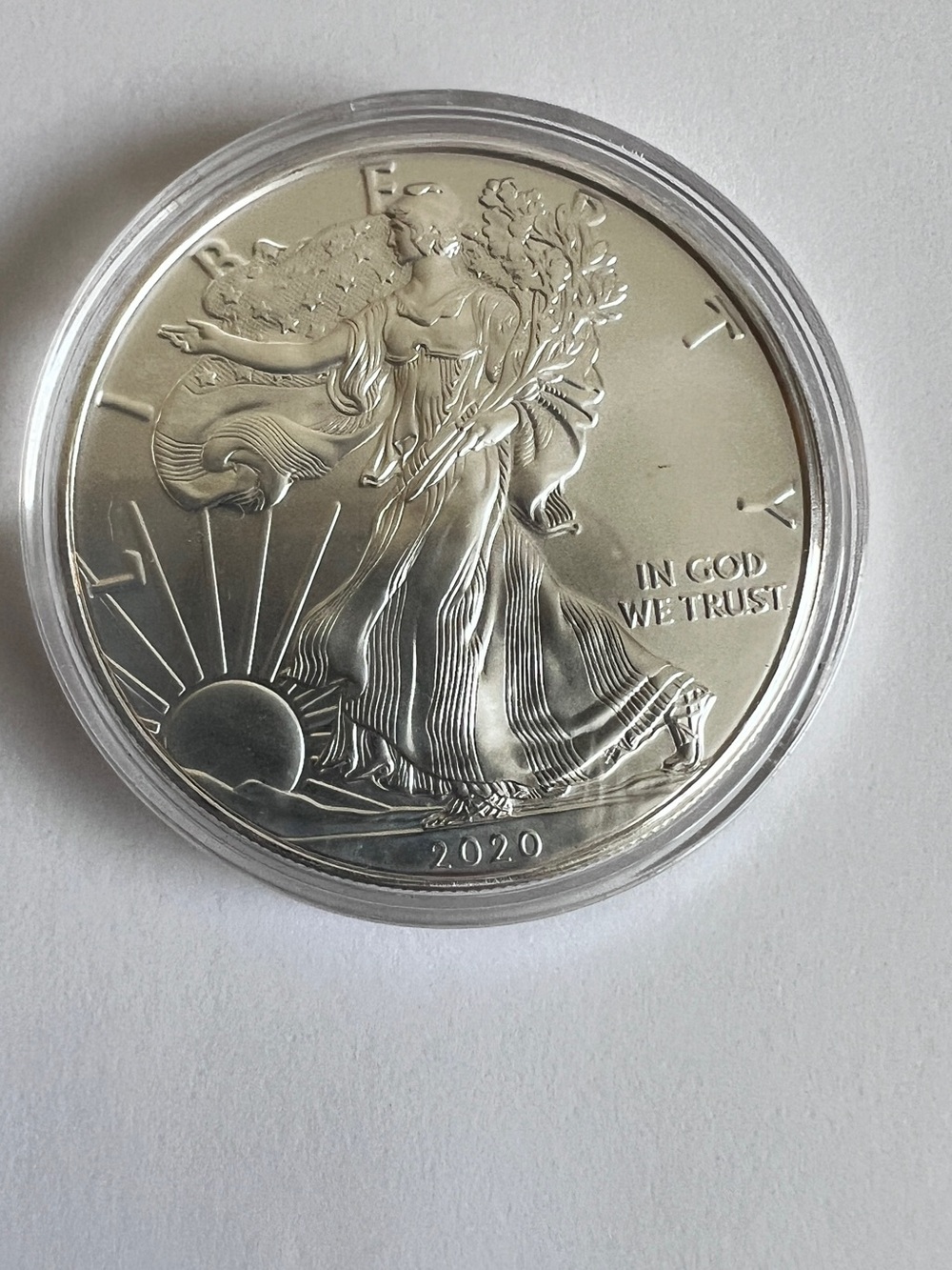 WALKING LIBERTY 2020 American Fine Silver Dollar-In Capsule. Uncirculated - Picture 2 of 7
